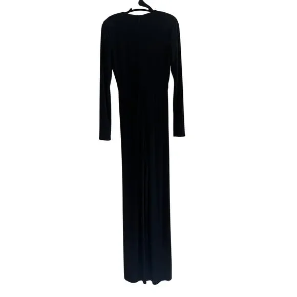 Ramy Brook Alayna Twisted Front Long Sleeve Wide Leg Jumpsuit Black Size 4 - Picture 3 of 10